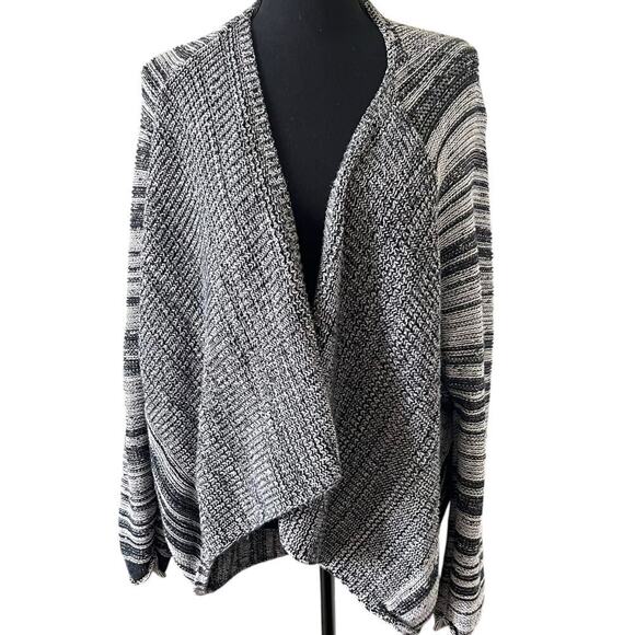 Old Navy Women Knit Cardigan Black White Size XXL Boho Lagenlook Lounge - Picture 1 of 4